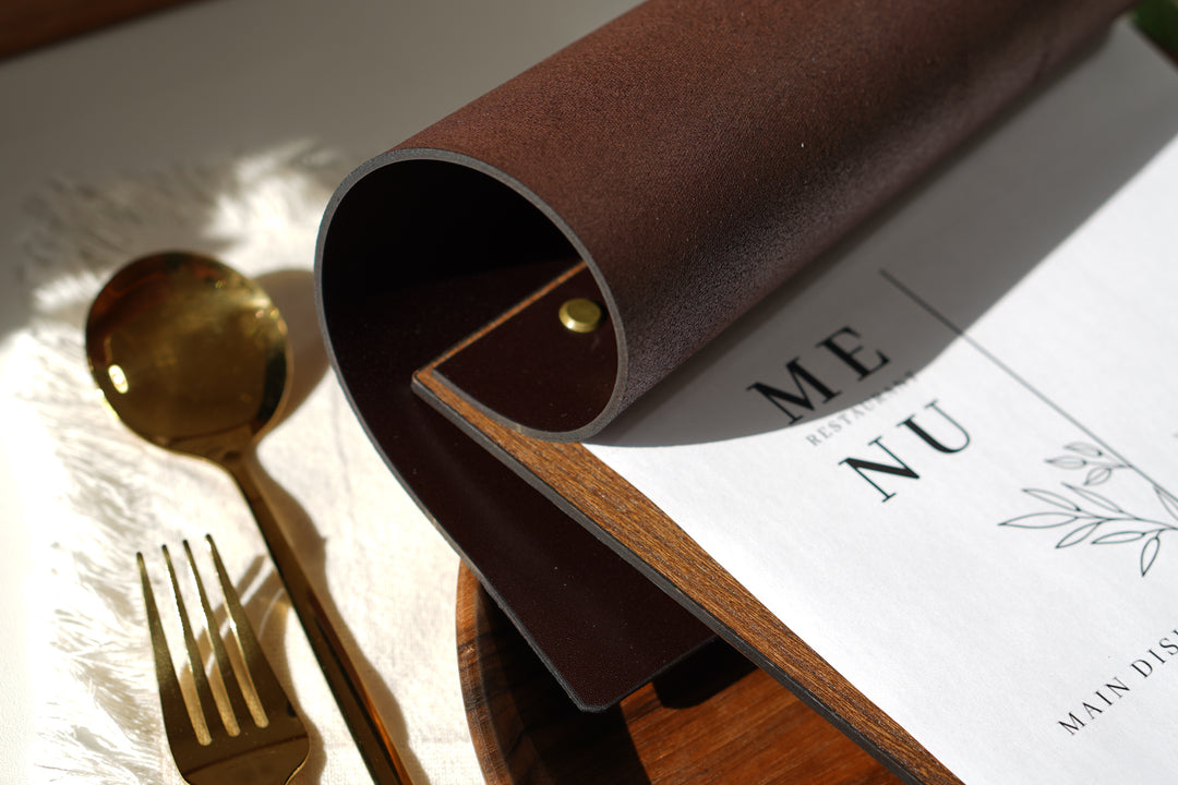 Elegant Ashwood Leather Menu Folder
