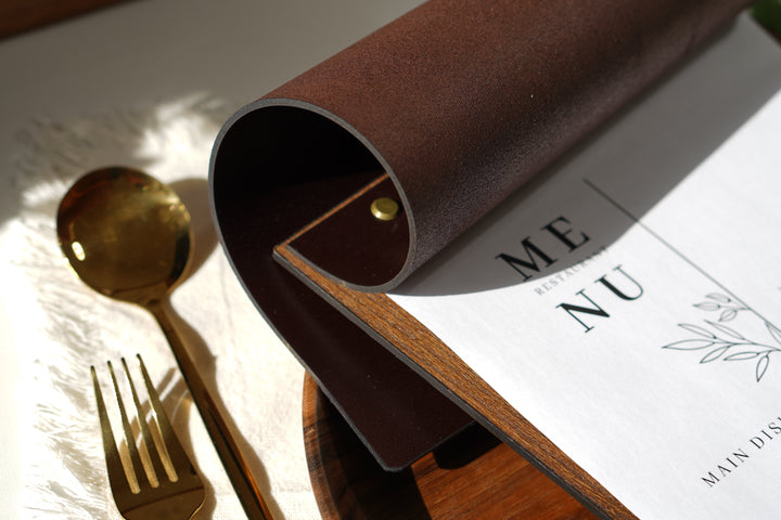 Elegant Ashwood Leather Menu Folder