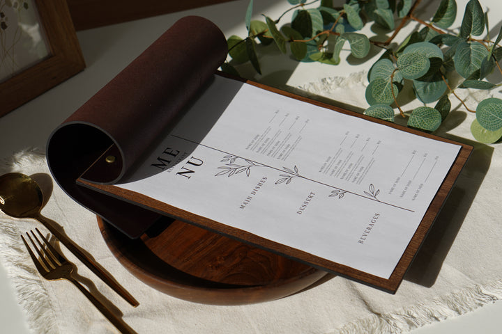 Elegant Ashwood Leather Menu Folder