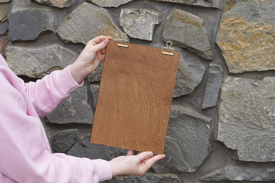 Leather Menu Holder with Embossed Logo, Plywood Clipboard for Restaurants