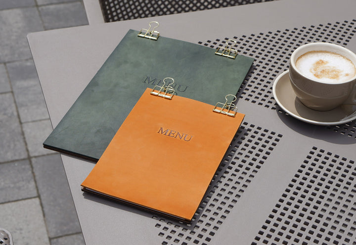 Leather Menu Holder with Embossed Logo, Plywood Clipboard for Restaurants
