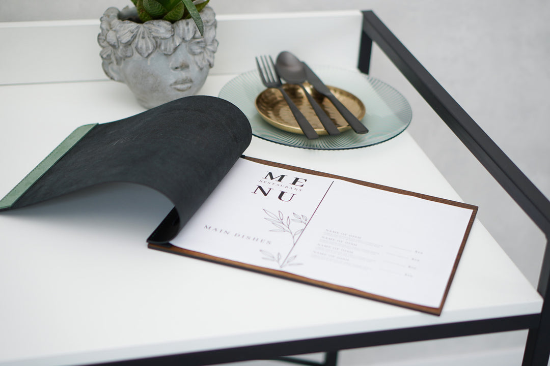 Elegant Ashwood Leather Menu Folder
