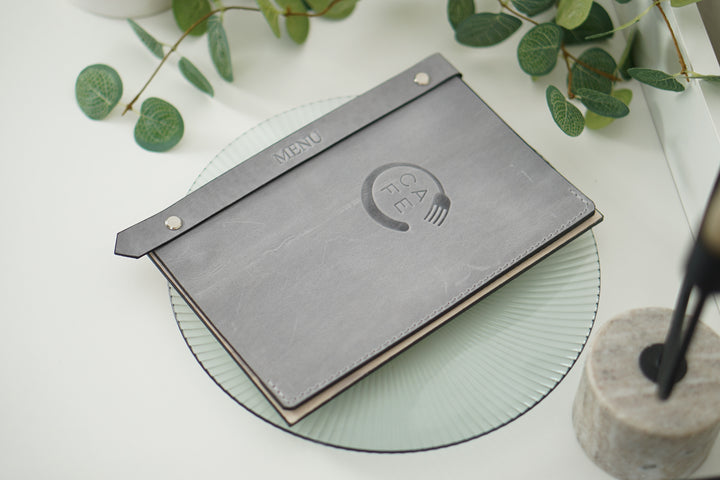 Ashwood & Leather Menu Holder
