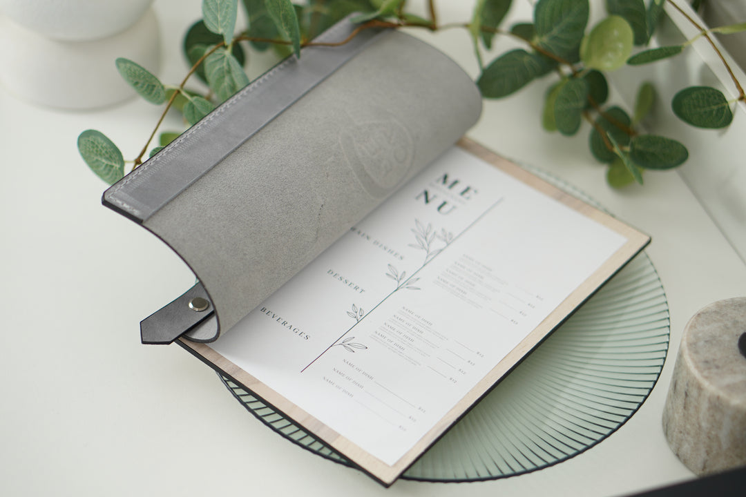Ashwood & Leather Menu Holder
