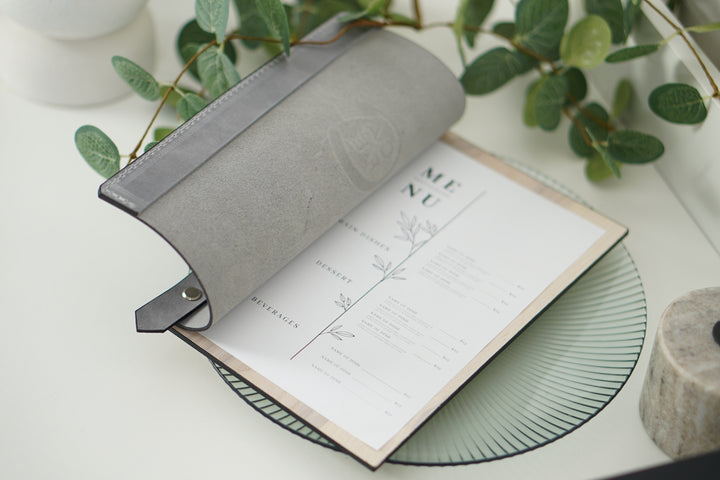Ashwood & Leather Menu Holder