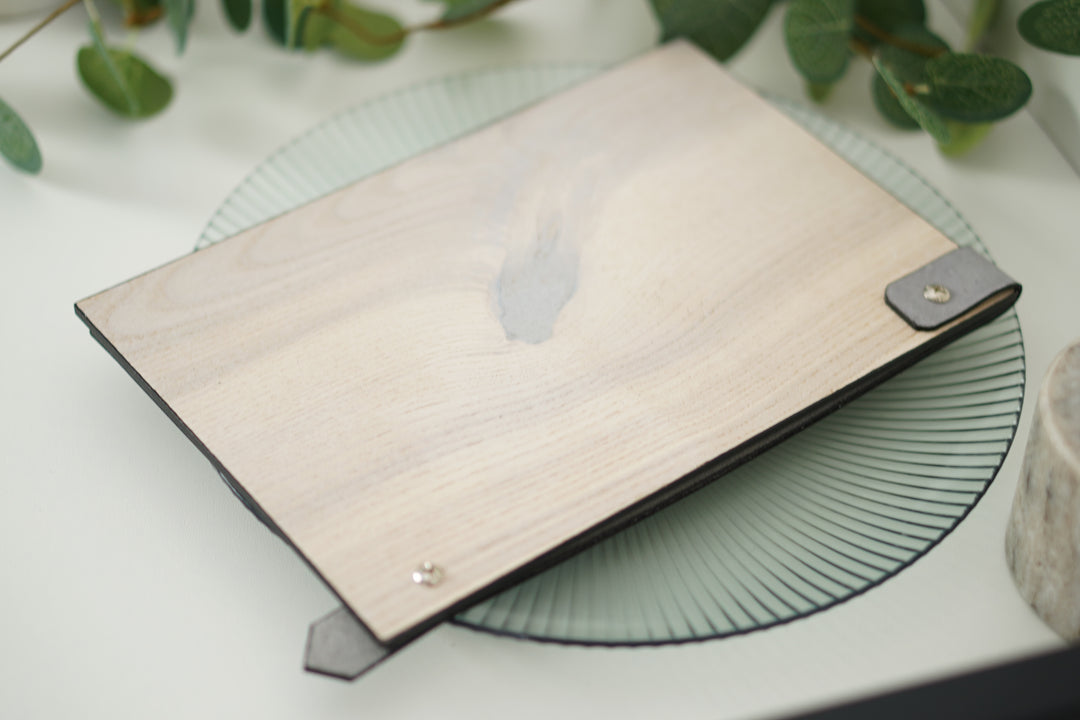 Ashwood & Leather Menu Holder