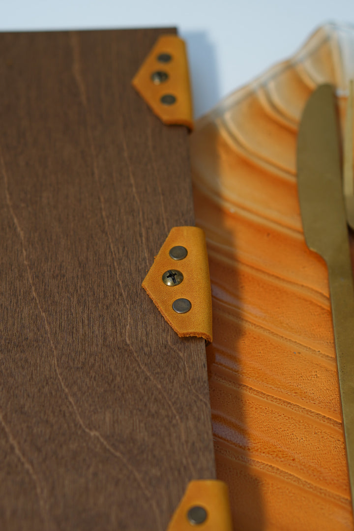 Custom Wooden Menu Board with Leather Clip: Restaurant Cafe Bar