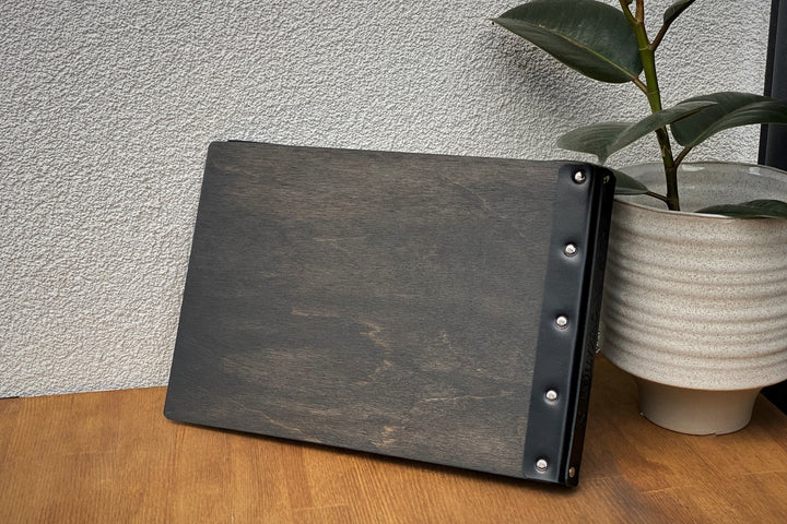 Black Leather Menu Cover: A4 A5 Ring Binder Restaurant Menu