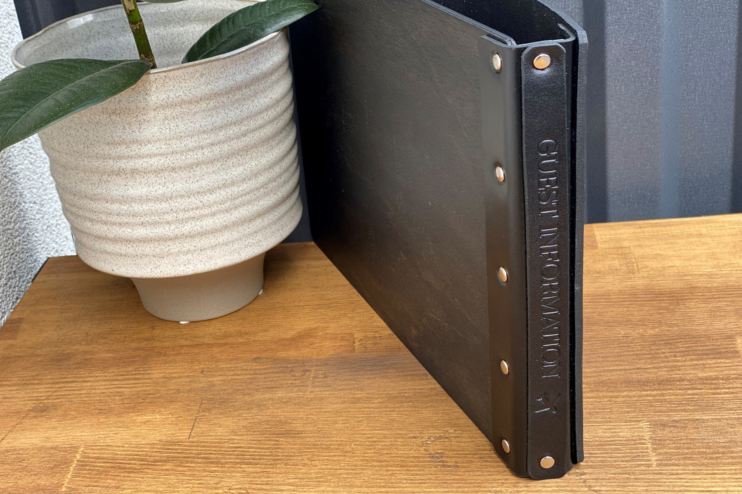 Black Leather Menu Cover: A4 A5 Ring Binder Restaurant Menu