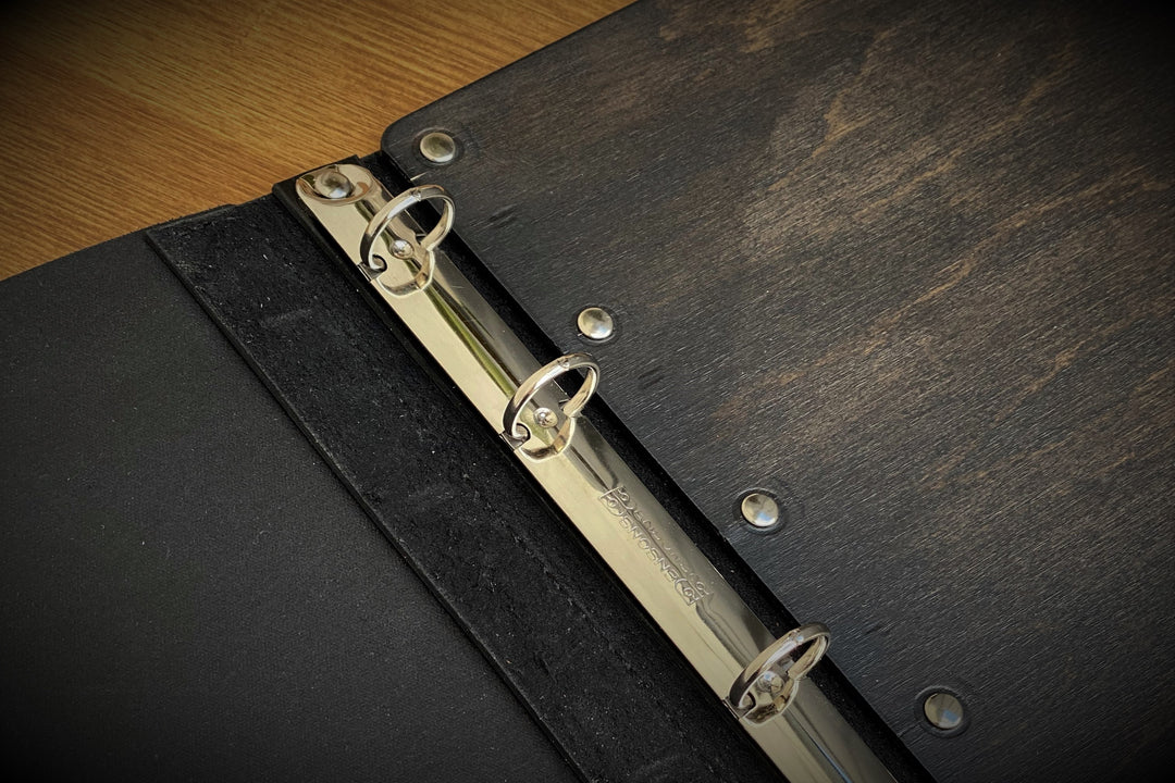 Black Leather Menu Cover: A4 A5 Ring Binder Restaurant Menu