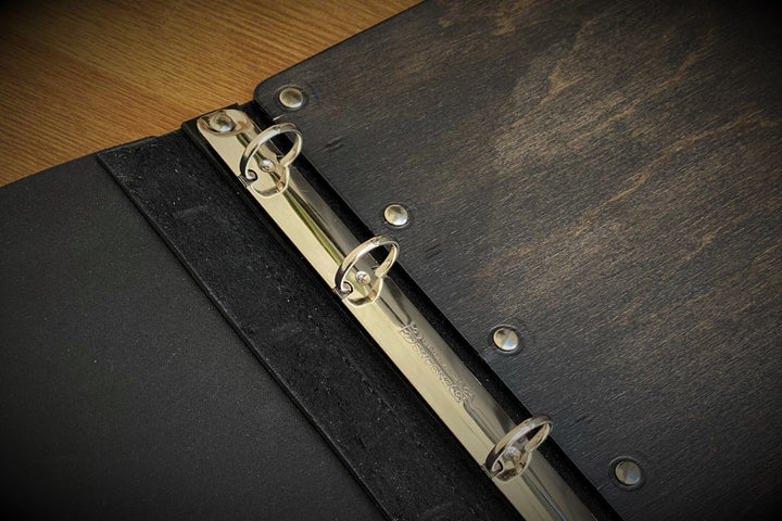 Black Leather Menu Cover: A4 A5 Ring Binder Restaurant Menu