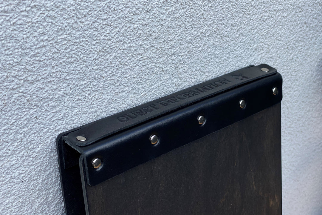 Black Leather Menu Cover: A4 A5 Ring Binder Restaurant Menu