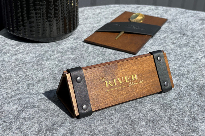 Leather & Wood Reserved Restaurant Sign: Tabletop Plate