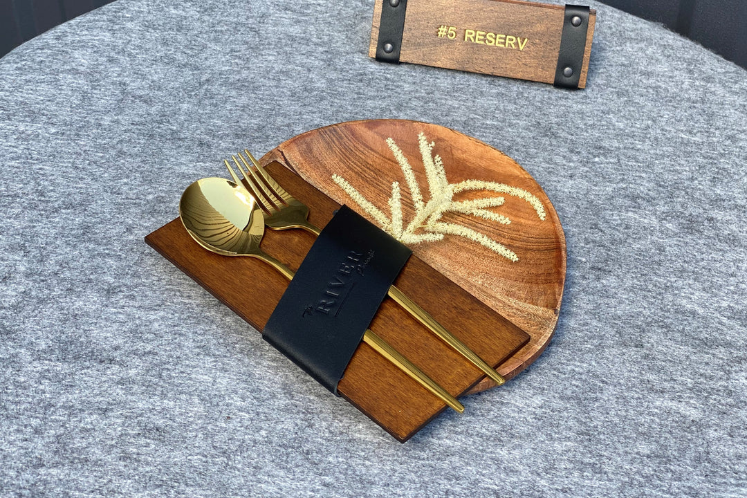 Personalized Leather Cutlery Pouch: Cafe Restaurant Organizer