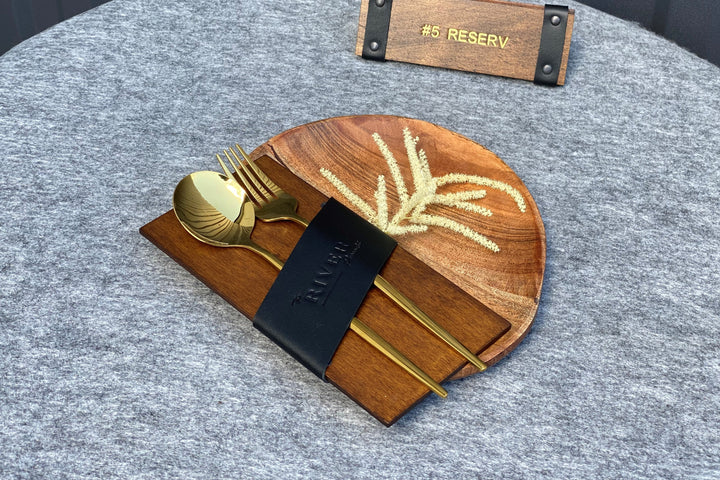 Personalized Leather Cutlery Pouch: Cafe Restaurant Organizer