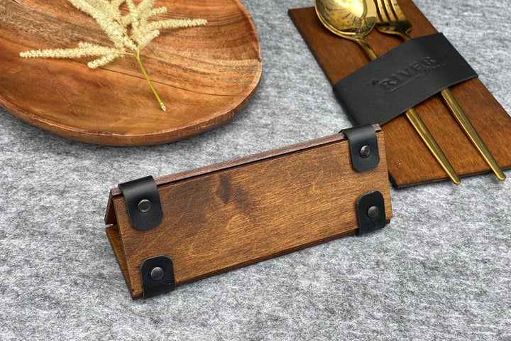 Leather & Wood Reserved Restaurant Sign: Tabletop Plate