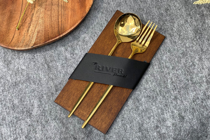 Personalized Leather Cutlery Pouch: Cafe Restaurant Organizer