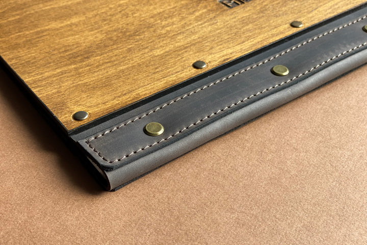 Plywood Menu Folder with Leather Strap: Restaurant Menu Book