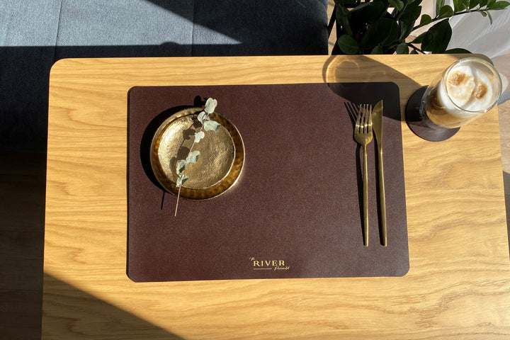 Leather placemat, Restaurant table mat with personalization