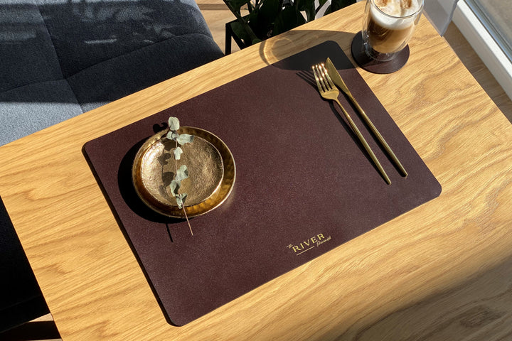Leather placemat, Restaurant table mat with personalization