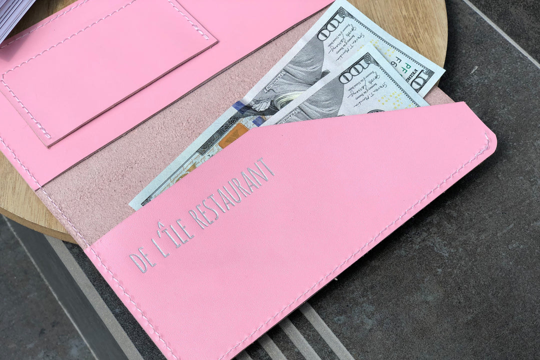 Embossed Leather Check Presenter: Restaurant Bill Holder