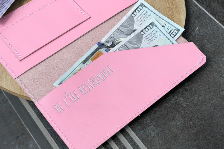 Embossed Leather Check Presenter: Restaurant Bill Holder