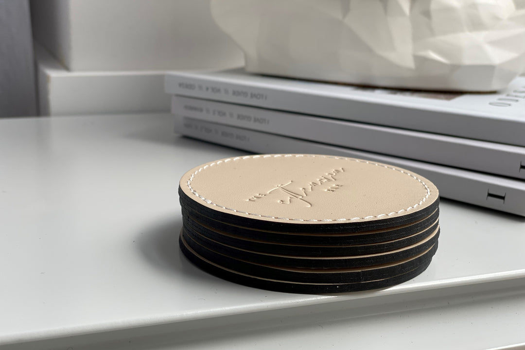 Leather Circle Costers. Pub costers, Personalization Available.