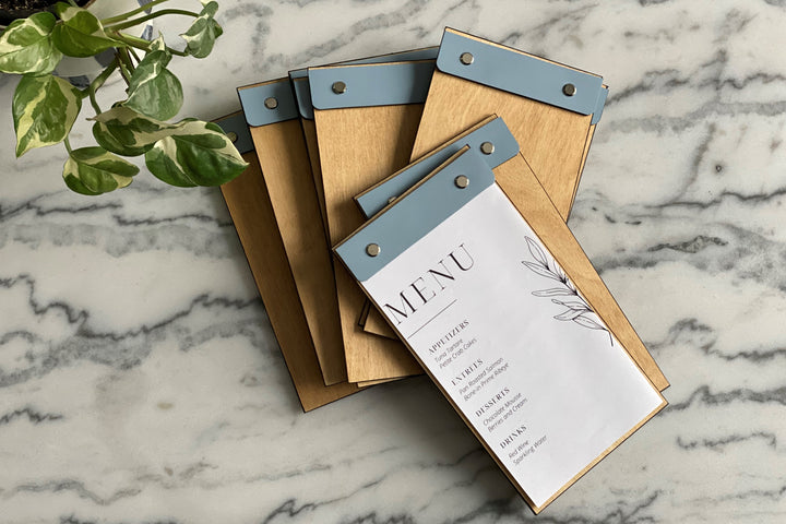 Leather & Wood Menu Folder: Custom Restaurant Menu Cover