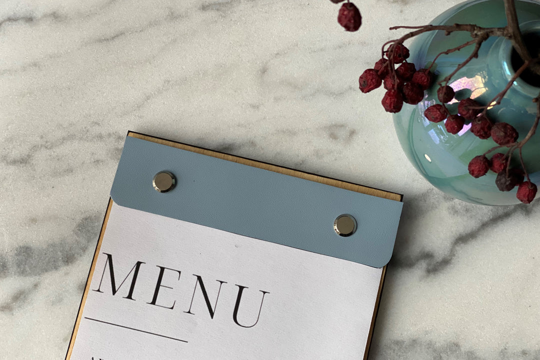 Leather & Wood Menu Folder: Custom Restaurant Menu Cover