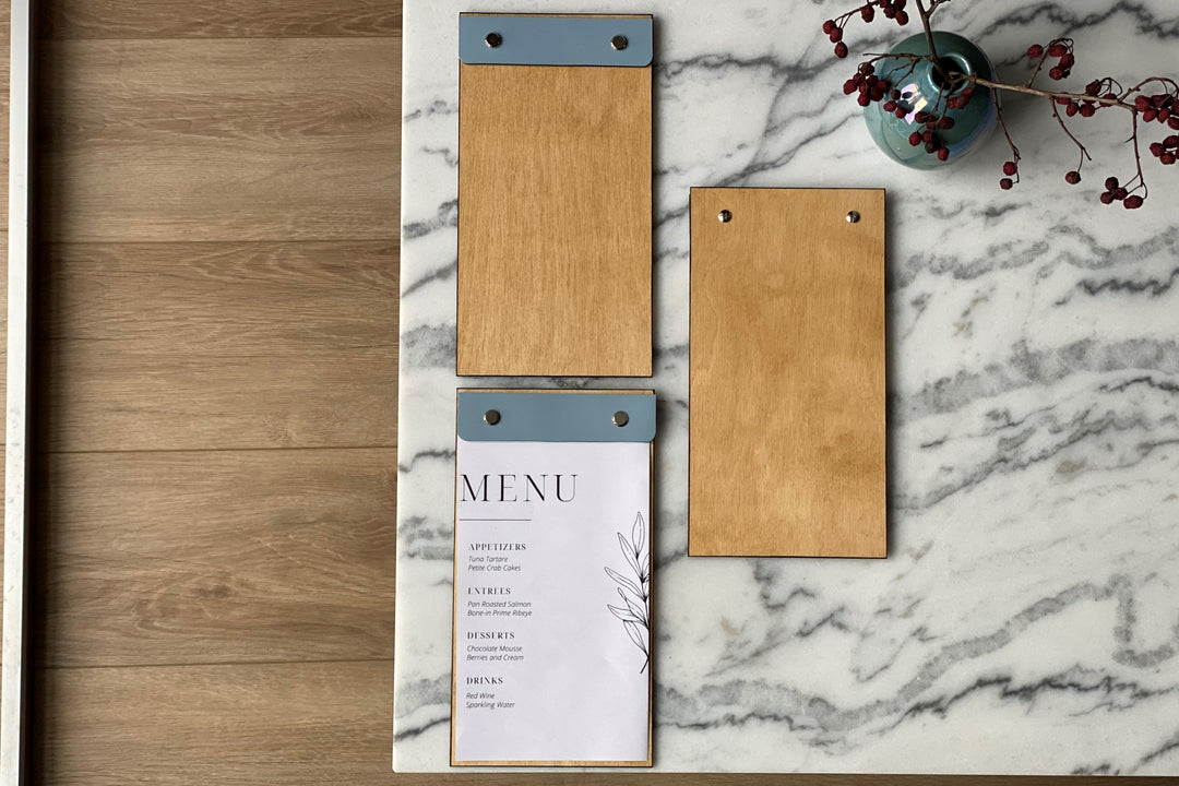 Leather & Wood Menu Folder: Custom Restaurant Menu Cover