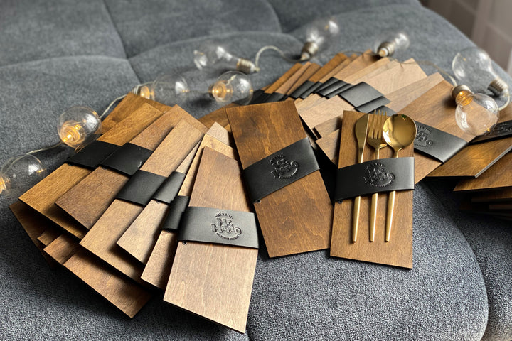 Personalized Leather Cutlery Pouch: Cafe Restaurant Organizer