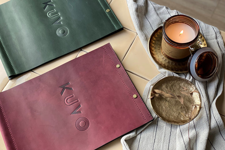 Embossed Leather Menu Holder: Vintage Style Restaurant Menu Cover