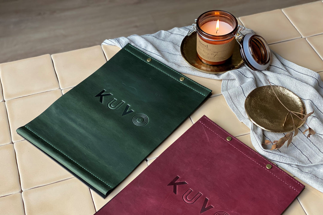 Embossed Leather Menu Holder: Vintage Style Restaurant Menu Cover