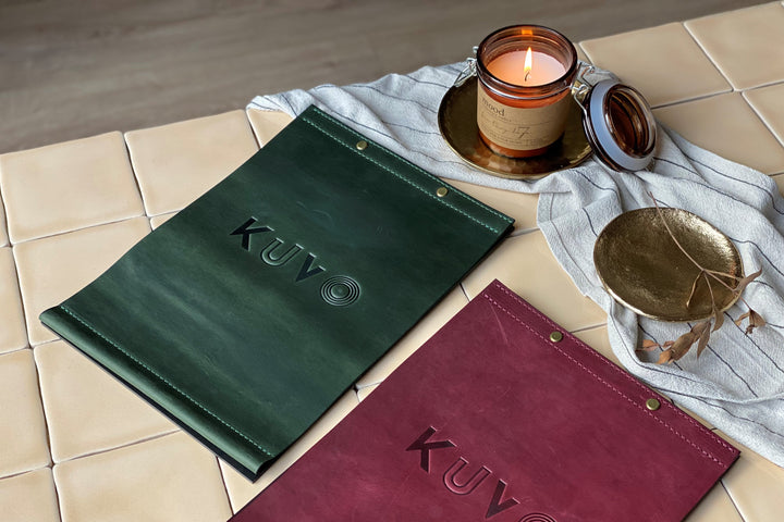 Embossed Leather Menu Holder: Vintage Style Restaurant Menu Cover