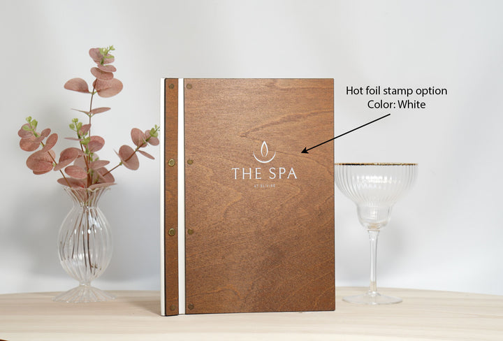 Embossed Logo Wooden Menu Cover
