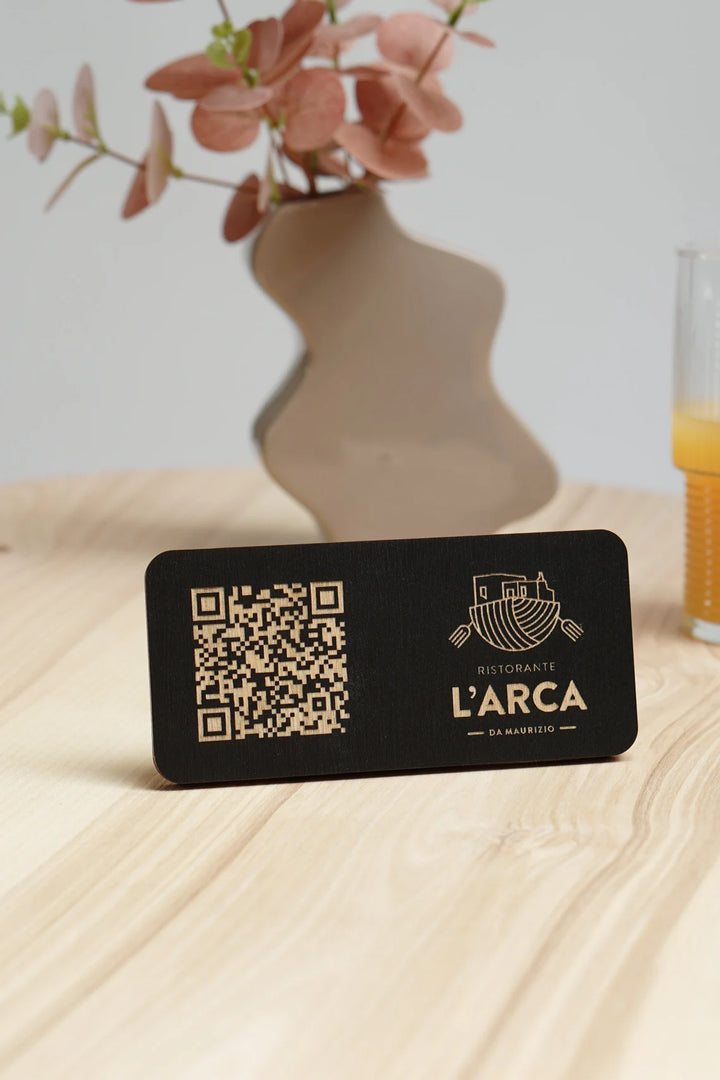 Personalized Wooden QR Code Menu Stand with Logo