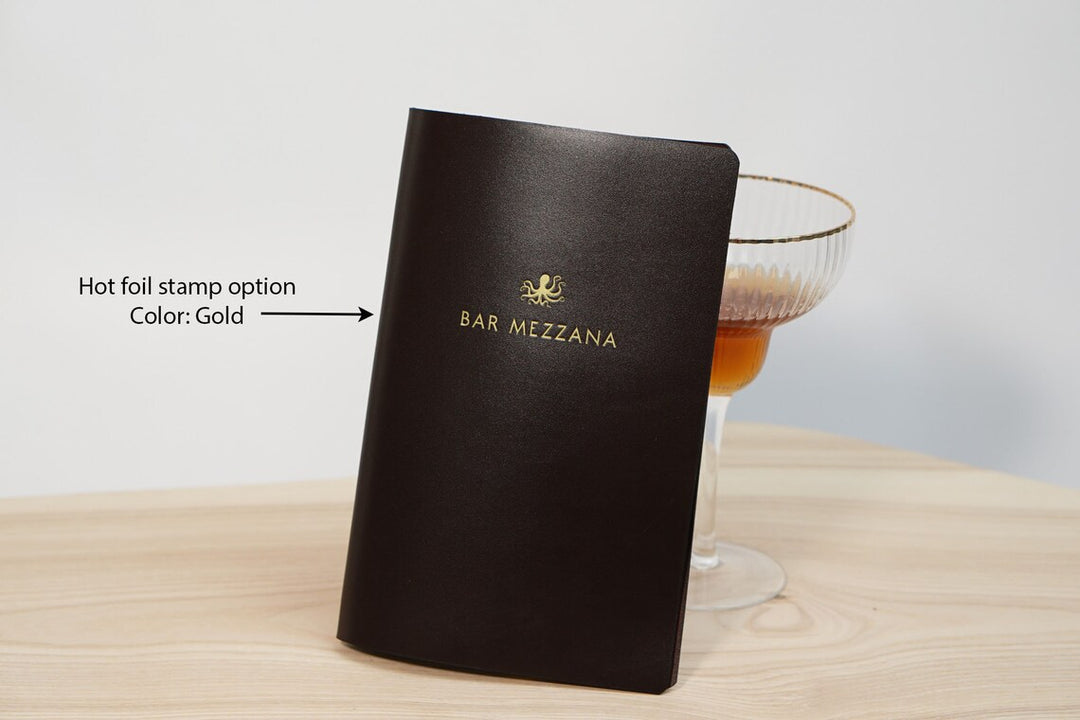 Custom Leather Restaurant Menu Folder with Embossed Logo