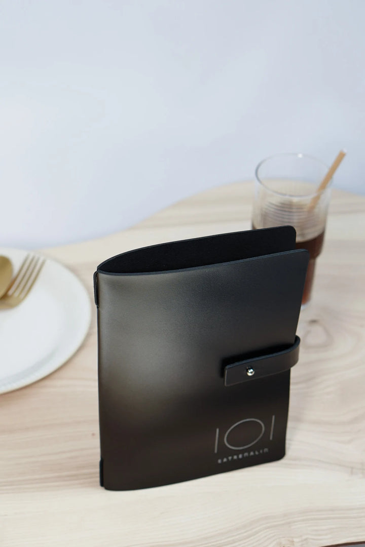 Embossed Logo Leather Menu Folder: Custom Restaurant Menu