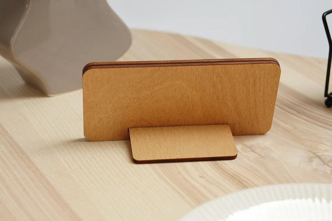 Personalized Wooden QR Code Menu Stand with Logo