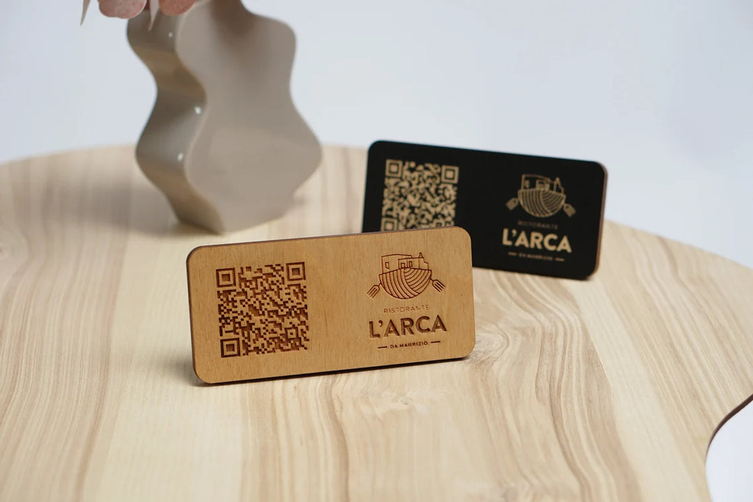 Personalized Wooden QR Code Menu Stand with Logo