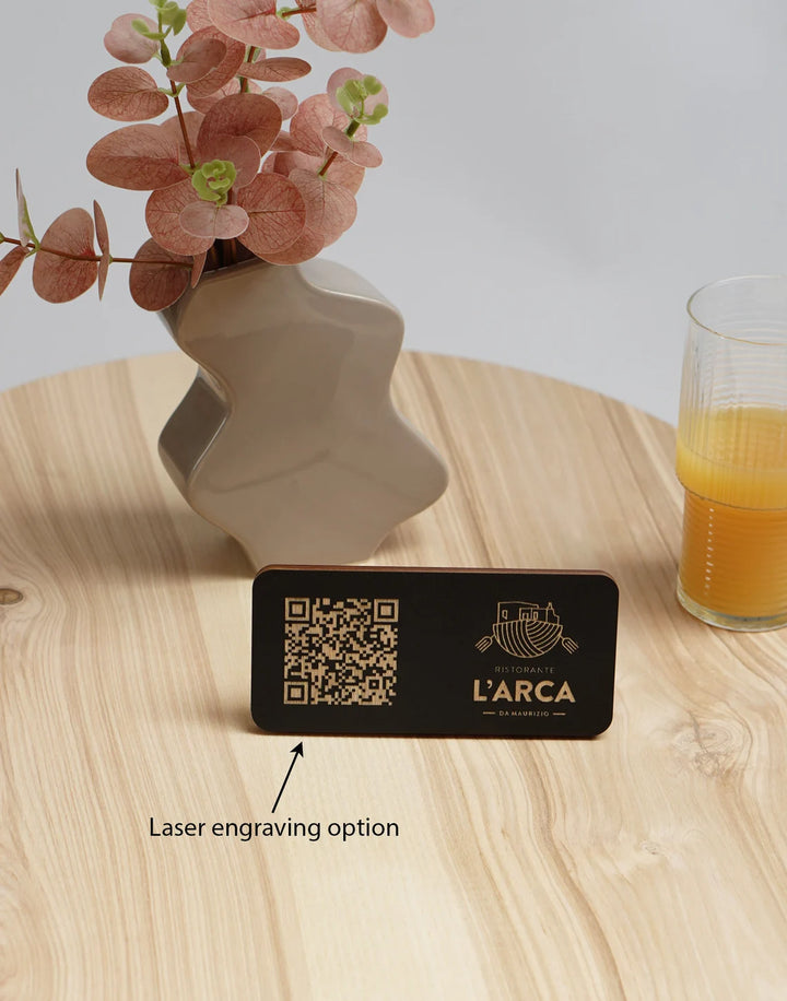 Personalized Wooden QR Code Menu Stand with Logo