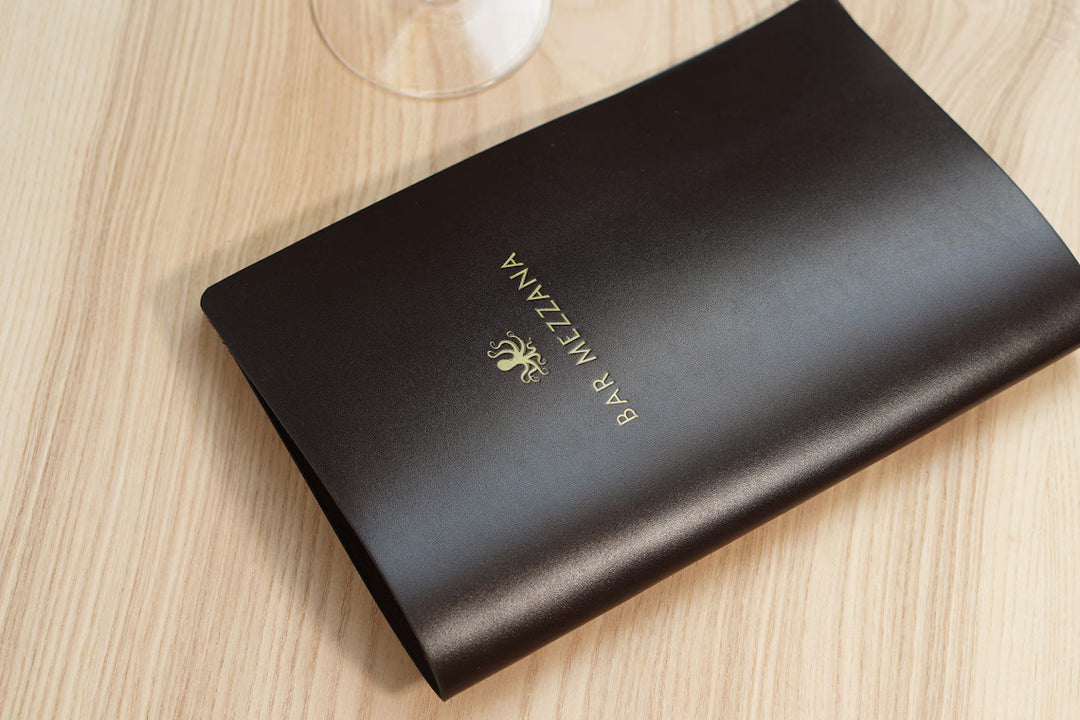 Custom Leather Restaurant Menu Folder with Embossed Logo