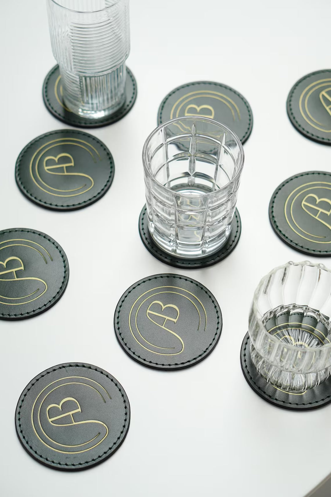 Debossed Leather Coaster Set: Custom Drink Coasters for Bar