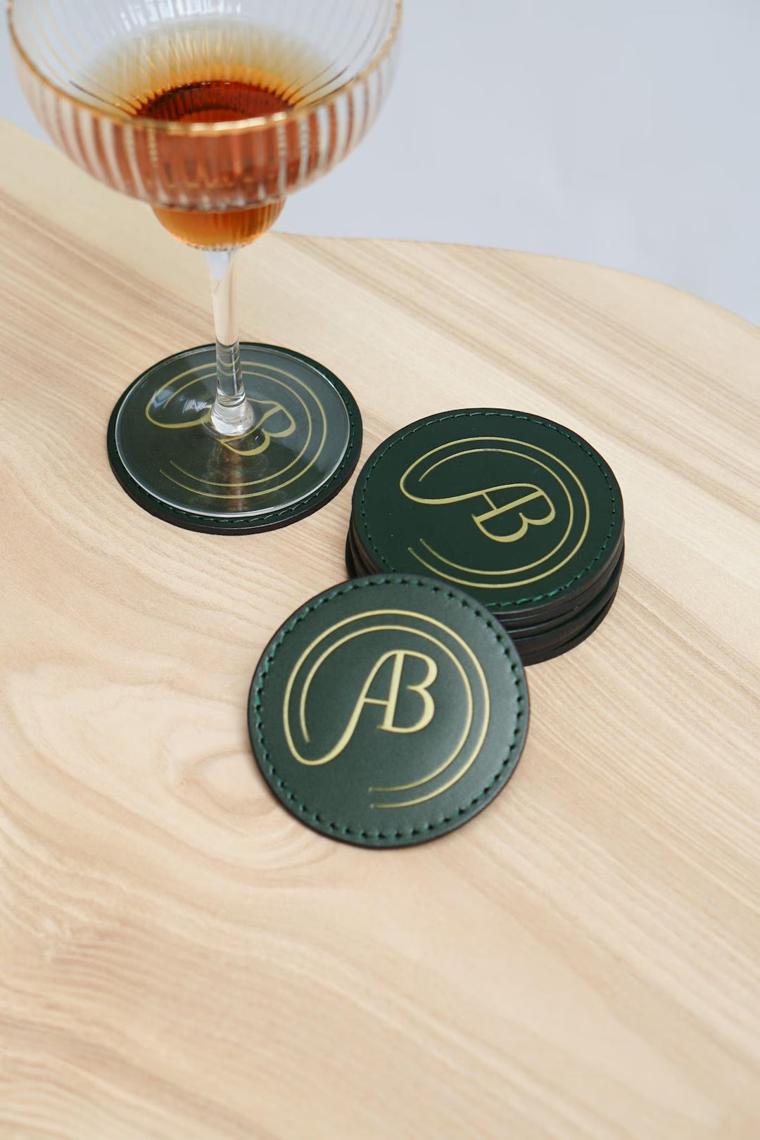 Debossed Leather Coaster Set: Custom Drink Coasters for Bar