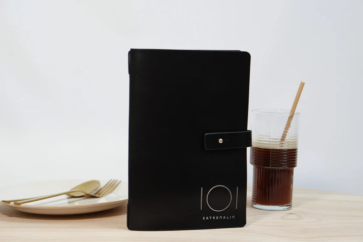 Embossed Logo Leather Menu Folder: Custom Restaurant Menu