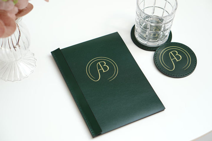 Debossed Leather Coaster Set: Custom Drink Coasters for Bar