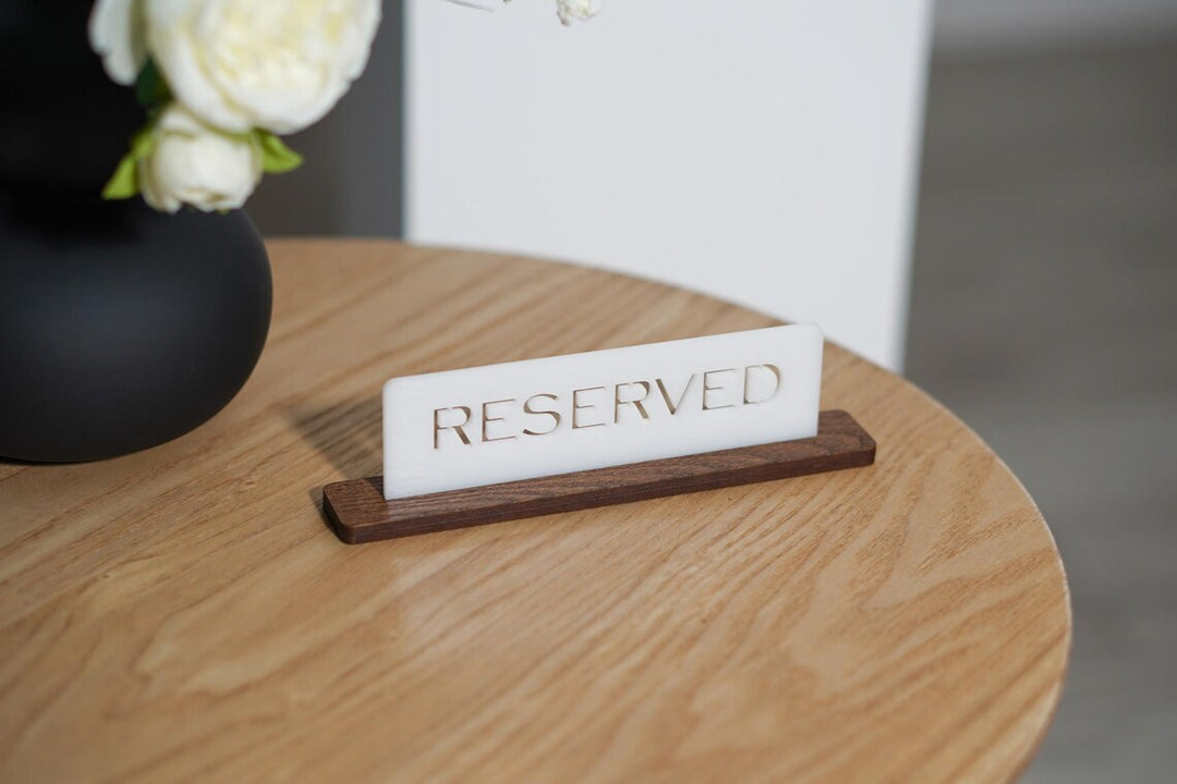 Custom Acrylic Reserved Table Sign: Ashwood Restaurant Decor