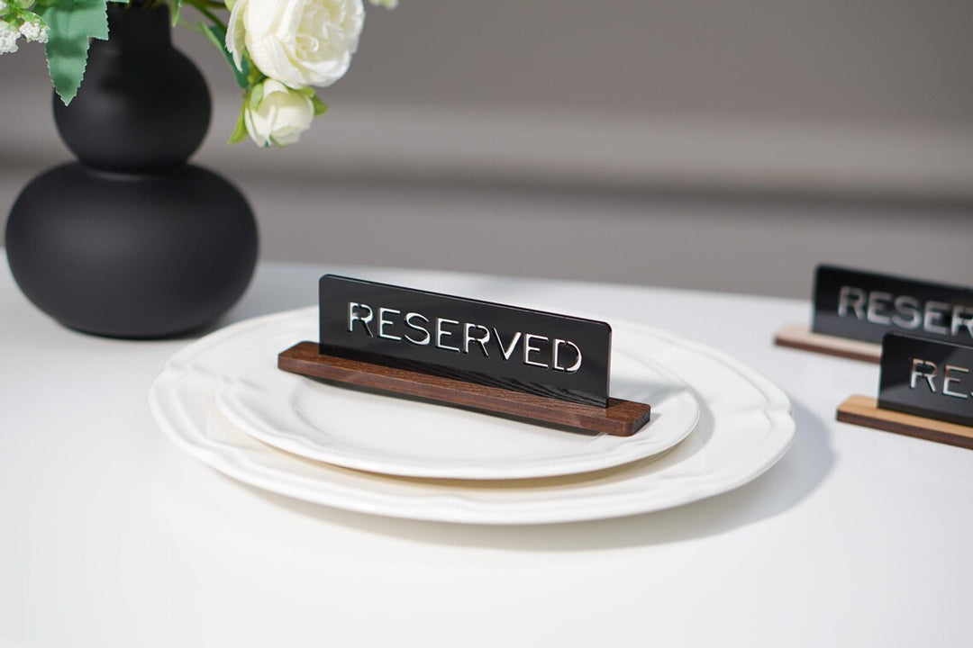 Custom Acrylic Reserved Table Sign: Ashwood Restaurant Decor