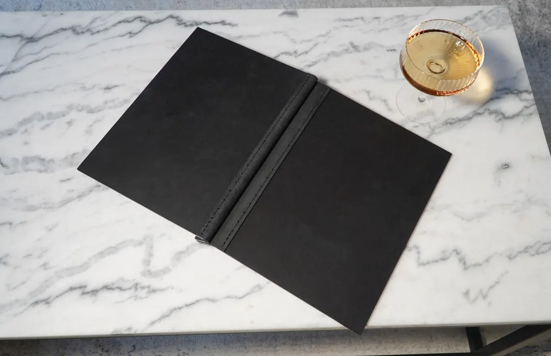 Custom Leather Menu Cover: Wooden Restaurant Menu Holder