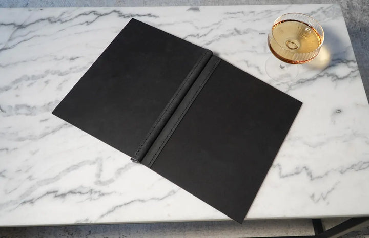Custom Leather Menu Cover: Wooden Restaurant Menu Holder